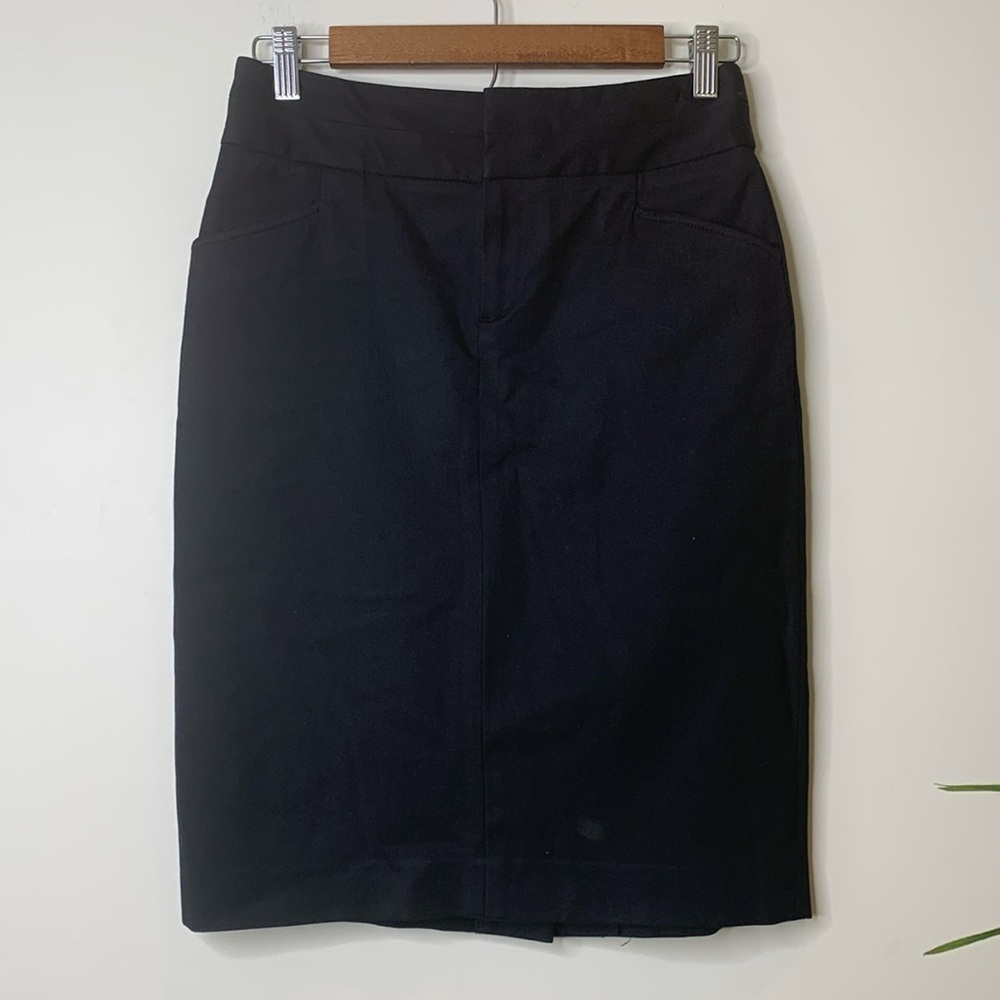 Banana Republic | Black Viscose Cotton Blend Pencil Skirt 0